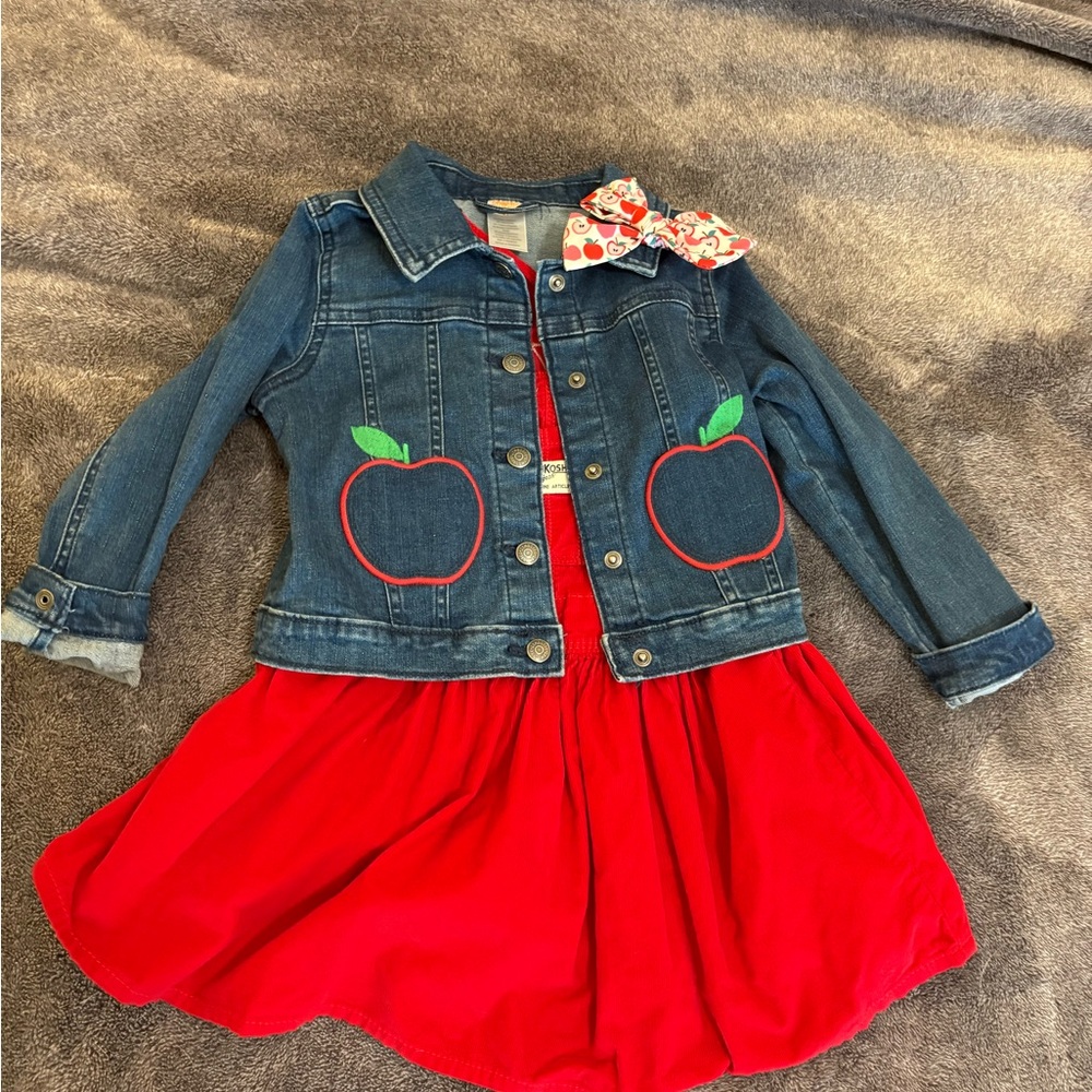 Apple Orchard Overall Corduroy Dress Outfit Jean Jacker sz 4T